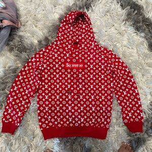 Louis Vuitton Red and White Monogram Hoodie